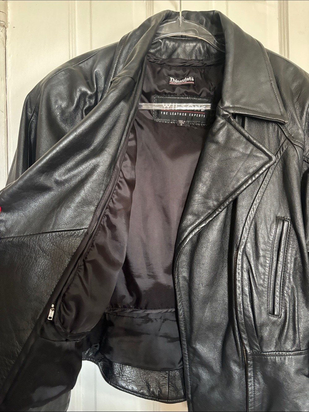 Wilsons Leather Black Cropped Moto Leather Jacket